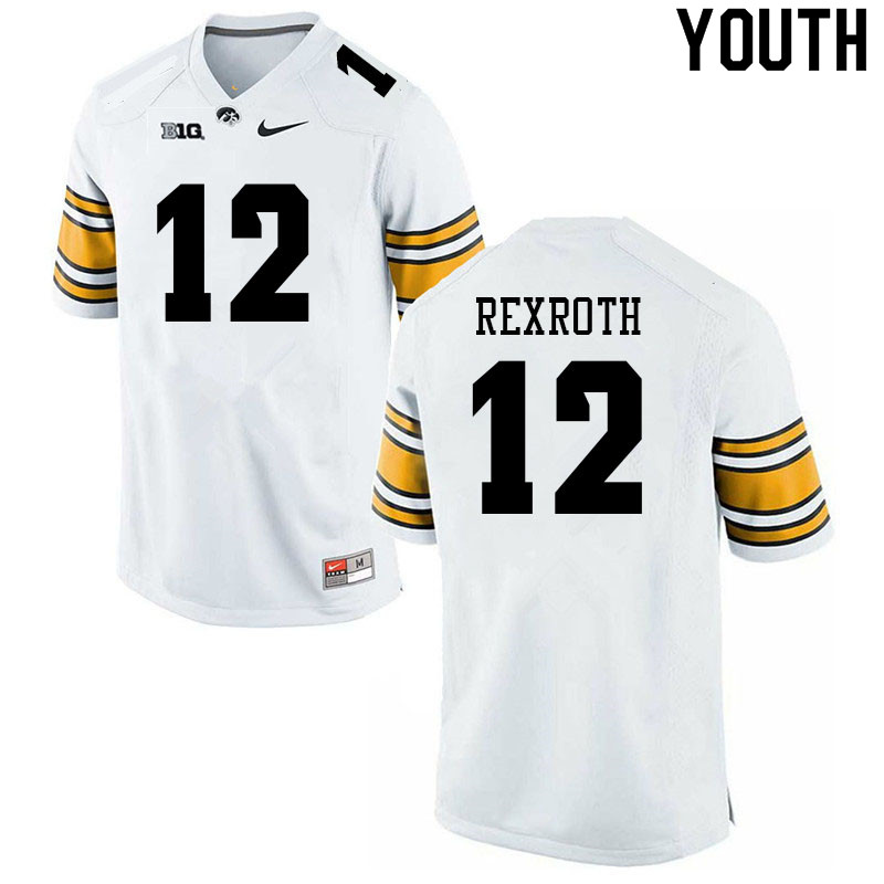 Youth #12 Jaxon Rexroth Iowa Hawkeyes College Football Jerseys Sale-White